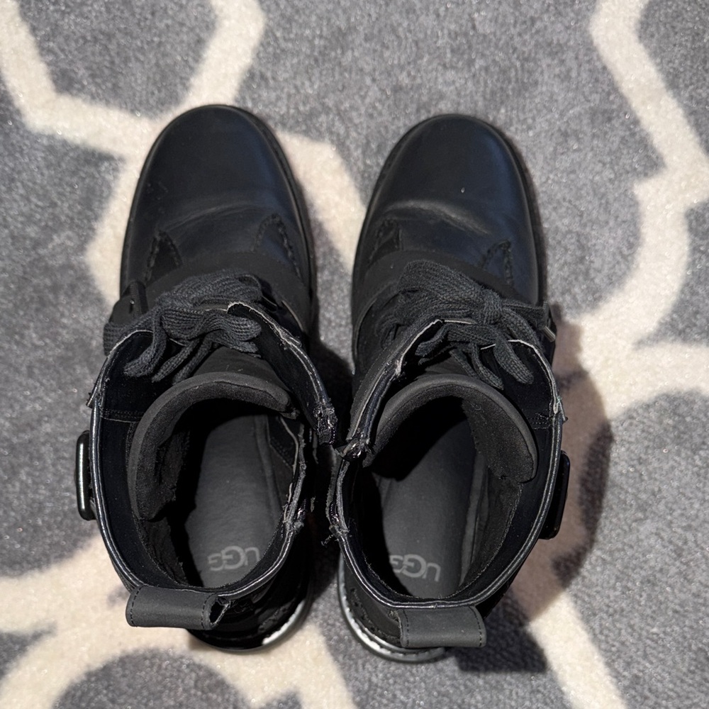 UGGBlack Lace-Up Combat Boots with Buckle Detail - Picture 4 of 5